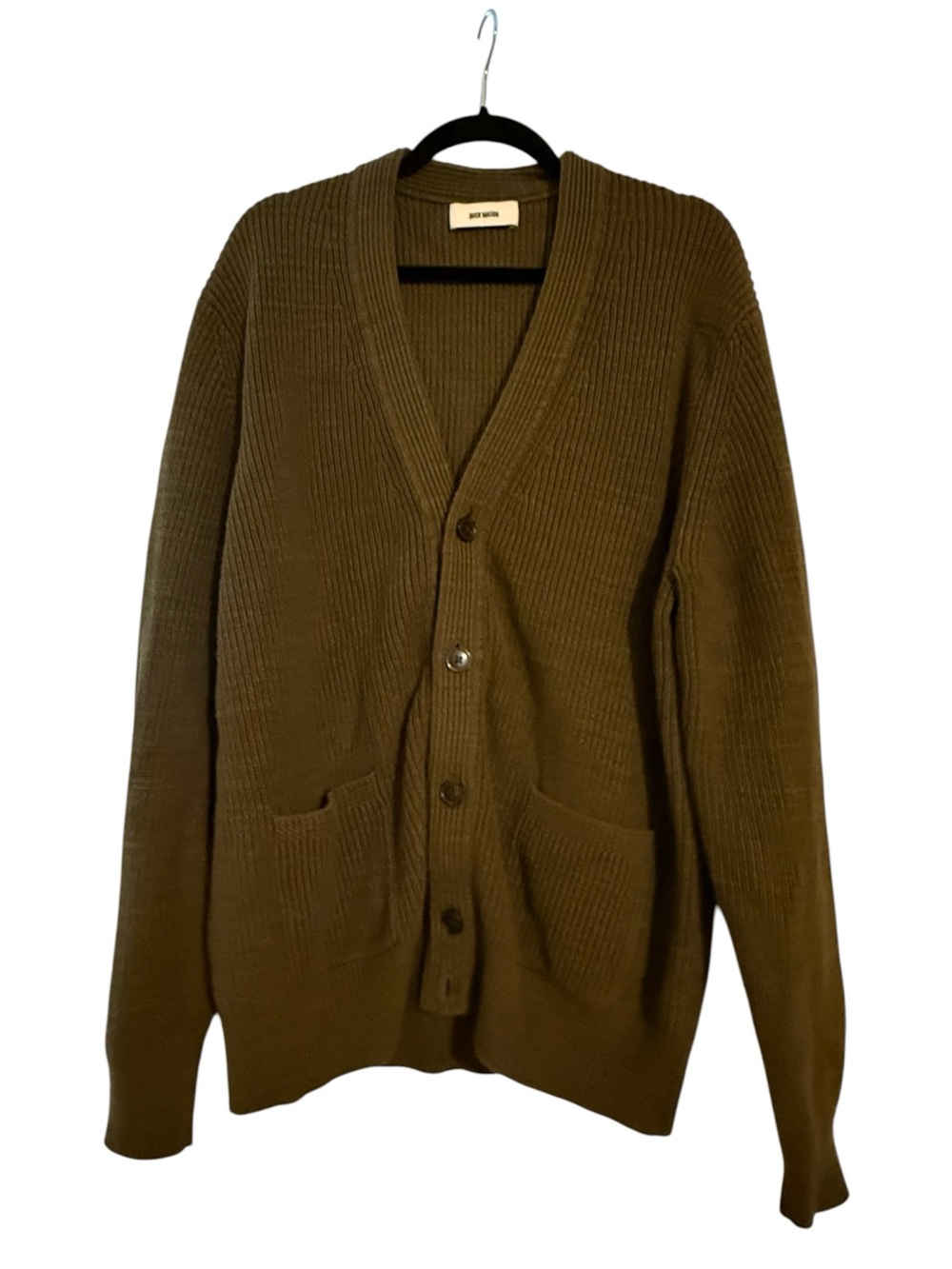Buck Mason Men’s Seafarer Rib Cardigan Olive Green Size XL